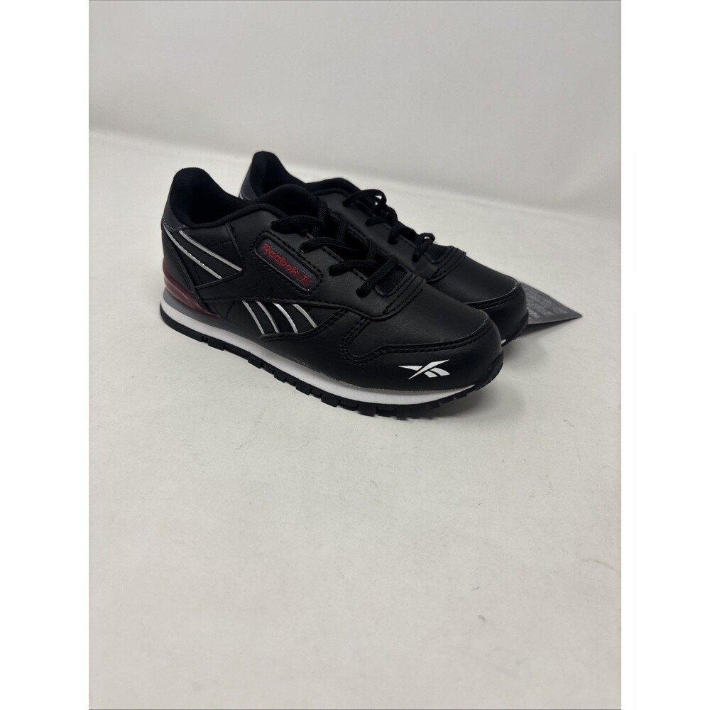 Reebok Classic Leather Step N Flash Kids Size 10 Toddler Black Red Light Up NWT